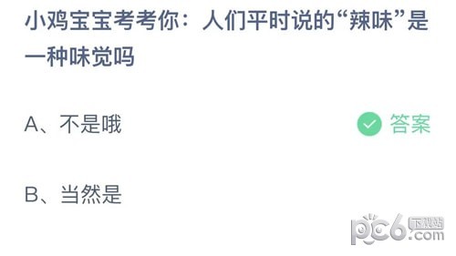 2023蚂蚁庄园小课堂8月7日答案 小鸡宝宝考考你人们平时说的辣味是一种味觉吗