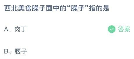 支付宝蚂蚁庄园小课堂问题答案 西北美食臊子面中的臊子指的是