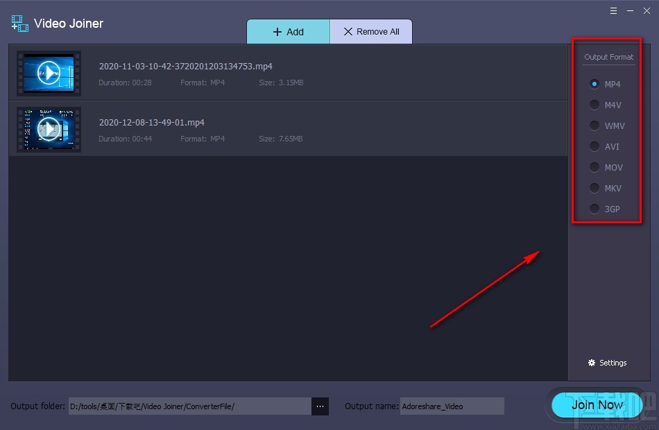 Adoreshare Video Joiner合并视频的方法