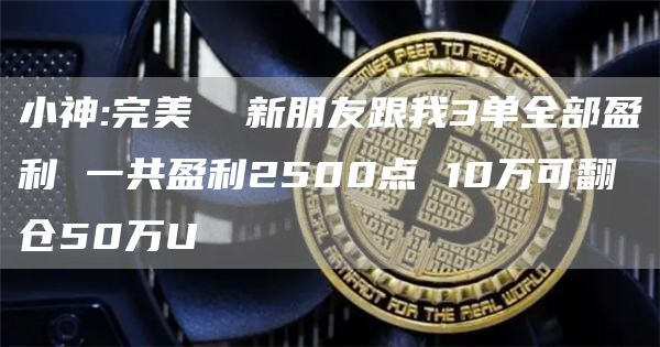 小神:完美 新朋友跟我3单全部盈利 一共盈利2500点 10万可翻仓50万U