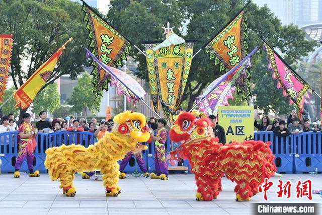 超60头醒狮“比武”广州市传统醒狮邀请赛